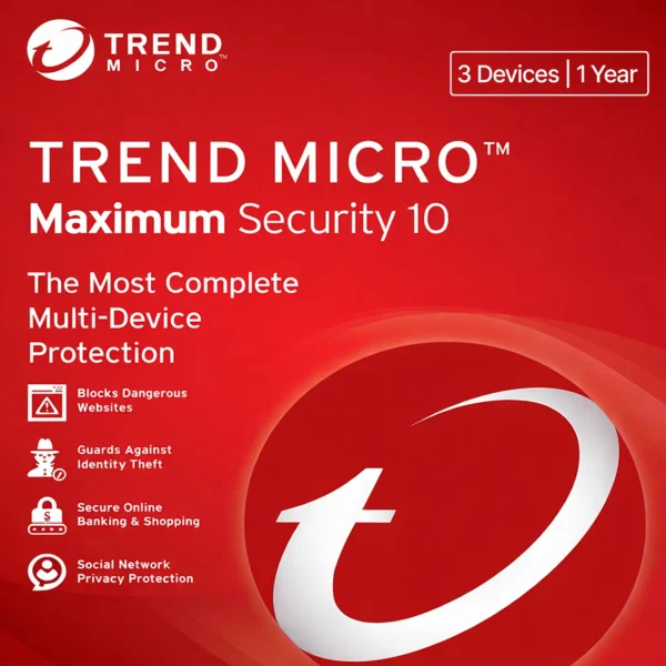 Trend Micro Maximum Security - Licenta Digitala 3 PC valabilitate 1 an